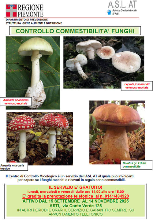 Controllo commestibilità funghi